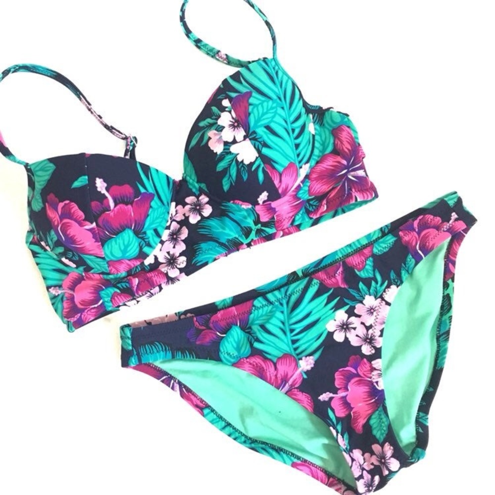 Barely Worn Tropical Two Piece Swimsuit